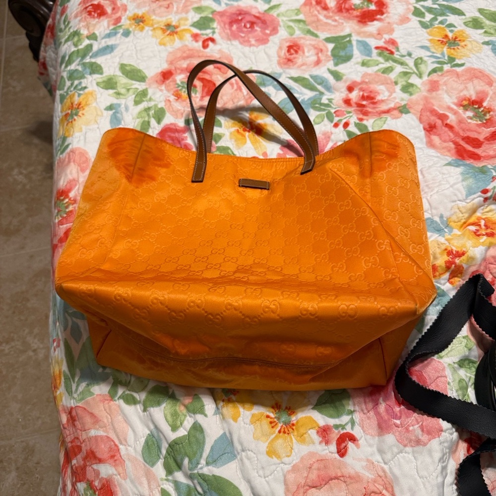 Gucci Orange Monogram Tote Bag